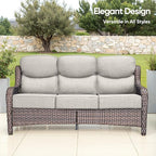 Swivel Patio Chairs Sofa Set of 6 with 6" Thick Cushion - Wicker Outdoor Swivel Rocker Patio Chair,Sofa/Glass Coffee Table, High Back Comfortable Outdoor Glider Chairs - Brown Wicker | Beige Cushions