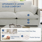 Cloud Movable Ottoman, Waterproof Down Filled Modular Sectional Sofa, High Backrest Sectional Couches for Living Room, Modern Modular Couch with Removable Cover, Cream White