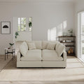 Cloud Couches Linen Sleeper Sofa Bed,Modern Sectional Sofa Couch for Living Room,Cushion Covers Removable,Cozy Feather Down Sofa for Apartment Beige