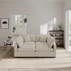 Cloud Couches Linen Sleeper Sofa Bed,Modern Sectional Sofa Couch for Living Room,Cushion Covers Removable,Cozy Feather Down Sofa for Apartment Beige