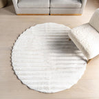 nuLOOM 5' Round Cozy Plush Area Rug, Machine Washable, Non-Slip, Soft Fluffy Shag Carpet for Living Room Bedroom Kids Room Nursery Home Decor, Kai Off-White