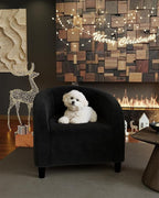 GarveeHome Accent Chair Living Room Chairs Barrel Boucle Chairs Comfy Armchairs for Bedroom Reading Room Reception Chairs(Black)