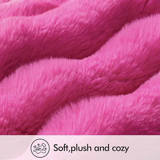 MIULEE Faux Fur Pillow Covers Thick Soft Plush Lumbar Throw Pillows Luxury Home Decor for Couch Bed Bedroom Living Room Sofa,12x20 Inch Pack of 2 Hot Pink
