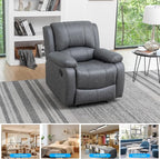 Manual Recliner Chair for Adults, Reclining Chairs, Breathable Leather Single Sofa with Adjustable Backrest, Modern Push Back Wingback Lounge Armchair for Living Room (Grey)