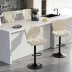 Bar Stools Set of 4,Adjustable Swivel Barstools, Faux Leather Bar Chairs,Upholstered Counter Height with High Backrest for Kitchen Island, White