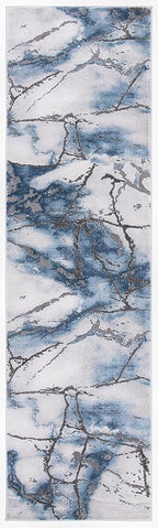 SAFAVIEH Craft Collection Runner Rug - 2'3" x 22', Grey & Blue, Modern Abstract Design, Non-Shedding & Easy Care, Ideal for High Traffic Areas in Living Room, Bedroom (CFT877L)