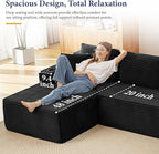 134''Oversized Modular Sectional Sofa Boneless Cloud Couch with Chaise Comfy Sectional Couches for Living Room,Bedroom,Apartment (Black, 134''W U-Shaped)