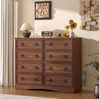 8 Drawer Dresser for Bedroom, Large Dressers Mid Century Modern Cherry Wood Chest of Drawers,Storage Organizer Furniture, Hallway, Entryway, Closet, Cherry Wood
