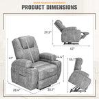 Flamaker Power Lift Recliner Chair Electric Lift Recliner for Elderly Power Lift Recliner Chair with Cup Holders Side Pockets for Living Room (Leathaire, Light Gray)
