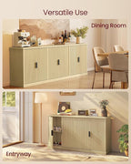 VASAGLE MAXE Collection - Buffet Cabinet, Fluted Console Cabinet, Sideboard with Adjustable Shelves, Mid Century Modern Buffet Table, 15.8 x 58.3 x 31.5 Inches, Oak Beige UBBK382Y01S