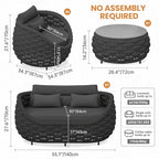 Rope Outdoor Patio Furniture Set: 6 Pieces Aluminum Porch Conversation Sofa Set - Modern Woven Deck Couch Set Cushioned - No Assembly All Weather for 660lbs Yard Garden Lanai Hotel, Dark Gray