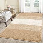 Kitinjoy Indoor Outdoor Door Mat, 59x36 Non-Slip Absorbent Dirt Trapper, Low-Profile Washable Inside Entrance Front Floor Mat, Sturdy Soft Entry Doormats for Entryway, Beige