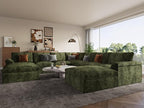 EASE MOOSE Oversized Sectional Cloud Couch, 9-Seat Modular Boneless Sofa Set with Deep Seat, No-Assembly Chenille Sofa for Living Room, Green