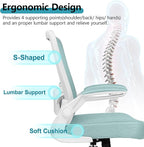 FelixKing Office Chair, Ergonomic Desk Chair Breathable Mesh Chairs Adjustable High Back Lumbar Support Flip-up Armrests, Executive Rolling Swivel Comfy Computer Chairs Home Office Light Blue