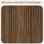 LKTART 64" Sideboard Buffet Cabinet with Storage, Wooden Fluted Storage Cabinet Sideboard Credenza with Adjustable Shelves Pressed Spring for Kitchen Living Room (Walnut)
