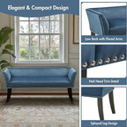 Madison Park Accent Bench, Upholstered with Nailhead Trim, & Padded Seat Entryway Bench Small, End of Bed Bench with Back, 49.5" W x 19.25" D x 23" H, Blue