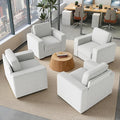 Swivel Accent Sofa Chair Set of 4, Modern Comfy Oversized Upholstered Cushion Back Armchair in Linen 1pcs for Living Room, Bedroom, Reading Room(White)