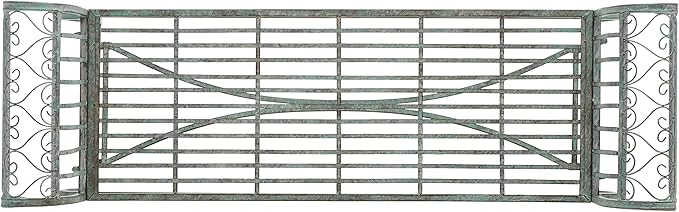 SAFAVIEH Outdoor Collection Brielle Victorian Scroll Antique Dark Green Wrought Iron Bench