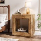 Tribesigns Rustic Brown End Table, 24" Side Table with Storage Shelf, Farmhouse Style Nightstand Bedside Table for Small Spaces, Bedroom, Living Room, Entryway, Easy Assembly (2, Natural)