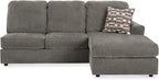 Signature Design by Ashley O'Phannon Casual Left-Arm Facing Herringbone Chenille 2-Piece Sectional with Chaise, Loose Seat Cushions and 2 Throw Pillows, Gray