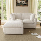 WJShome Sectional Couches for Living Room, 67 Inch Loveseat Sofa with Ottoman, Modern Chenille Fabric & Double Layer Cushions, Modular Couch for Apartment/Bedroom，Beige
