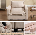 chairus 126" Modular Sectional Sofa with 2 Moveable Ottoman Upholstered Deep Seat Linen Couch Set with Soft Pillows U Shaped Sofa Couch for Living Room, Apartment, Reception Room, 4-Seater/Oatmeal