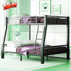 Stronger & Higher Quality Heavy Duty Steel Bunk Bed Full XL Over Queen Size Bunkbed, Thickened Safer More Stable Metal Queen Bunk Bed Frame (Faster Assembly) (Full XL Over Queen)