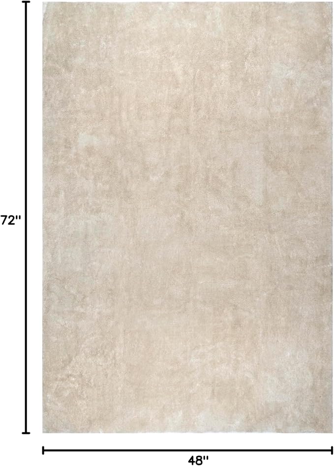 nuLOOM 4' x 6' Cozy Plush SuperiorWash Area Rug, Machine Washable, Non-Slip, Soft Fluffy Shag Carpet for Living Room Bedroom Kids Room Nursery Home Decor, Loni Cream