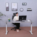 ApexDesk Elite Pro Series 71" x 33" Electric Height Adjustable Stand up Desk, Sit Stand Home Office Desk, Computer Desk - Curved Grey Top/White Frame