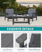 SERWALL HDPE Outdoor Couch, Grey Frame and Grey Cushion
