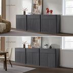SICOTAS Buffet Cabinet with Storage - Accent Fluted Storage Cabinet with 6 Doors & 3 Drawers Sideboard Credenza Buffet Table Console Cabinets for Living Room Kitchen Dining Room Entryway Office