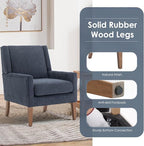 COLAMY Modern Wingback Living Room Chair Set of 2, Upholstered Fabric Accent Armchair, Single Sofa Chair with Lounge Seat and Wood Legs for Bedroom/Office/Reading Spaces, Blue