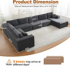 Modular Sectional Cloud Couch for Living Room,Modern Boneless Couche Set with Plush Corduroy,Comfy Floor Sofa with Memory Foam,Stupendous U Shaped Sofa with Chaise,No Assembly Required,Grey