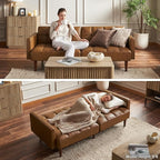 mopio Aaron 76.8" Couch, Small Futon Sofa Bed, Sleeper, Loveseat, Mid Century Modern Futon Couch, Sofa Cama, Couches for Living Room, Bedroom (Light Gray, Fabric)
