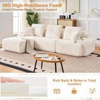 118" Modular Sectional Sofa, Cloud Sectional Couch with Deep Seat, Modern Modular Sofa with L Shaped Comfy Cloud Upholstered Boneless Couches for Living Room Bedroom, White