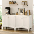 Sideboard Buffet Cabinets with Adjusable Shelves, Farmhouse Storage Cabinet, Credenza, Accent Cabinet, Kitchen Coffee Bar Console Table for Living Dining Room, Antique White