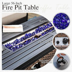 Sophia & William Patio Furniture Set with Fire Pit Table, 5 PCS Metal Outdoor Conversation Set with Fire Pit Table, 2 Sofa Chairs,1 Loveseat, 3-Seater Couch for Outdoor Seating, Backyard, Porch(Blue)