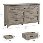 GarveeHome 7 Dresser for Bedroom, 54 in Wide Drawer Dresser with Storage Freestanding, Wooden Closet Storage Chest for Living Room, Bedroom, Entryway, Ash Grey
