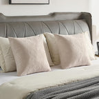 FUTEI Beige Velvet Throw Pillow Covers 12x20 Inch Set of 2,Soft Embossed Leaf-Relief Textured Lumbar Pillow Cases,Natural Home Decor for Couch Living Room