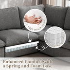 Waterproof Cloud Sectional Couches,High Backrest Down Filled Sofa for Living Room,Modular Sofas 2 Seater with Ottoman,Detachable Couch Covers,Dark Grey