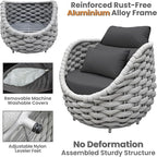 3 Pieces Aluminum Patio Furniture Sofa Sets: Hand Woven Rope Outdoor Conversation Set of 2 - Assembled Modern Cushions Couch Armchair Table Set - All Weather for Indoor Deck Porch Pool Hotel