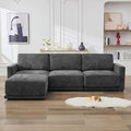 110.6" L-Shaped Modular Sectional Sofa Modern Chenille Comfy Couch with Thickened Seat Cushions, Easy Assembly, Upholstered 4 Seater Couch with Movable Ottoman for Living Room, Grey