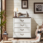 Bedroom Sets, 54" Wide 7 Drawers Dresser and 37" Tall 4 Drawers Dresser, Wooden 2 Piece Bedroom Furniture Set, Chest of Drawer for Bedroom, Home, Living Room, Hallway, White
