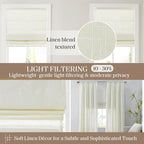 Madison Park Kyler Cordless Roman Shades - Single Panel, Lightweight Linen Blend Fabric, Natural Design, Easy Installation, Light Filtering Window Blind, Bedroom, Living Room Decor 35"W x 64"H Ivory