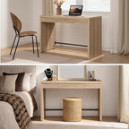 SICOTAS Home Office Executive Desk - 47-Inch Computer Desk with Drawer, Farmhouse Writing Study Desk with Storage,Boho Makeup Vanity Table for Bedroom (Reclaimed Light Oak, 2 Pieces)