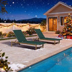 PURPLE LEAF Patio Chaise Lounge Rattan Chair Outdoor Pool Adjustable Recliner Wicker Lounger for Outside Woven Furniture Tanning Poolside Lounger Forest Green