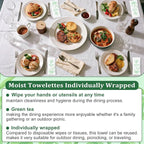 Moist Cotton Towel Bulk Moist Towelettes Individually Wrapped,White Towel Services,Refreshment Pre Moistened Towels for Dentist Travel Sport Party Hotel 50，Green tea