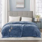 Beautyrest - BR54-0658 Heated Plush Elect Electric Blanket with 20 Heat Level Setting Controllers Equip with Secure Comfort Technology and 10 Hours Auto Shut Off, Twin: 62x84, Sapphire