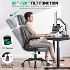 Office Chair, Ergonomic Desk Chair, Executive Leather Office Chairs with Lumbar Support, Adjustable Headrest & Armrests, Big and Tall Computer Chair, PC Chair with Rocking Function