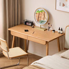 YESWOOD Solid Wood Desk, Mid Century Modern Computer Desk, Office Desk with Drawers for Home Office Study Vanity 47.24" W